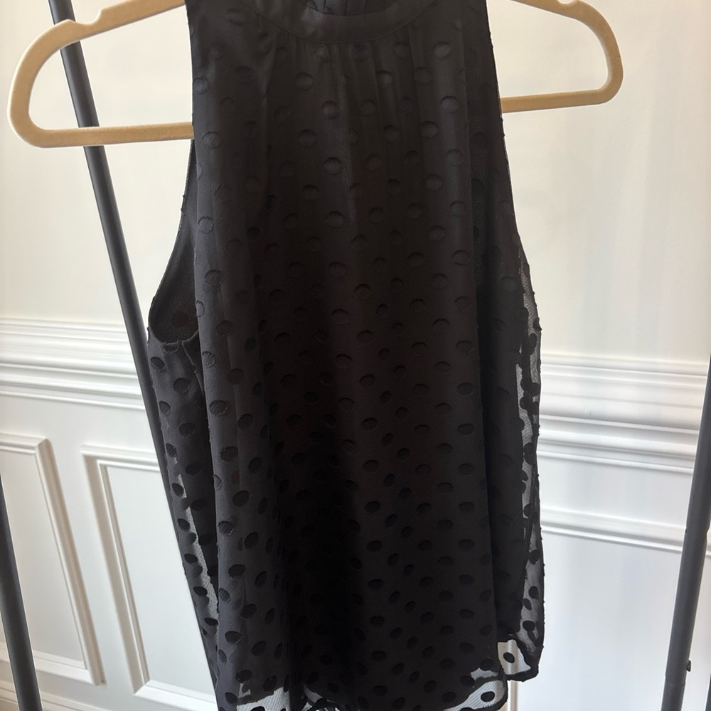 Ann Taylor Sheer Swiss Dot Ruffled Halter-Neck Top - Picture 4 of 16